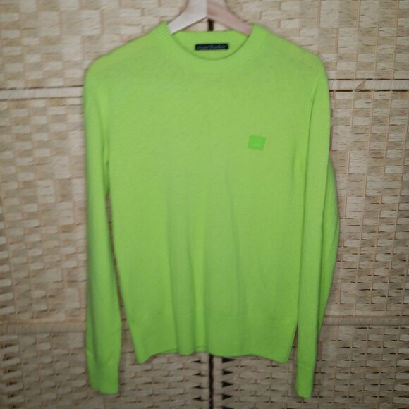 Acne Studios Rakel Angora Sweater in Acid Lime Neon Green Wool - Picture 3 of 8